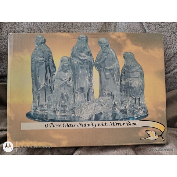 Vintage Clear Glass Nativity Scene 6 Piece Baby Jesus Mary Joseph Wise Men Kings - Picture 2 of 15